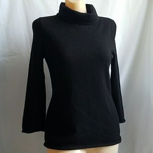 Vintage Wool Tweeds Black Turtleneck Sweater Small